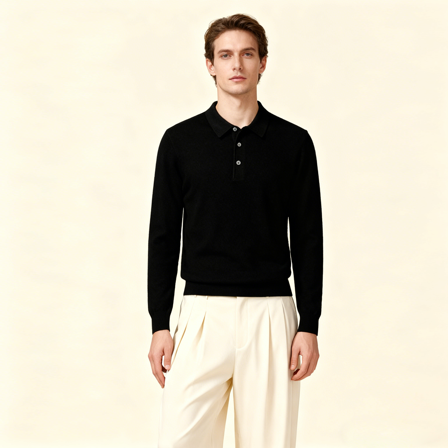Men's Collar Cashmere Sweater REAL SILK LIFE