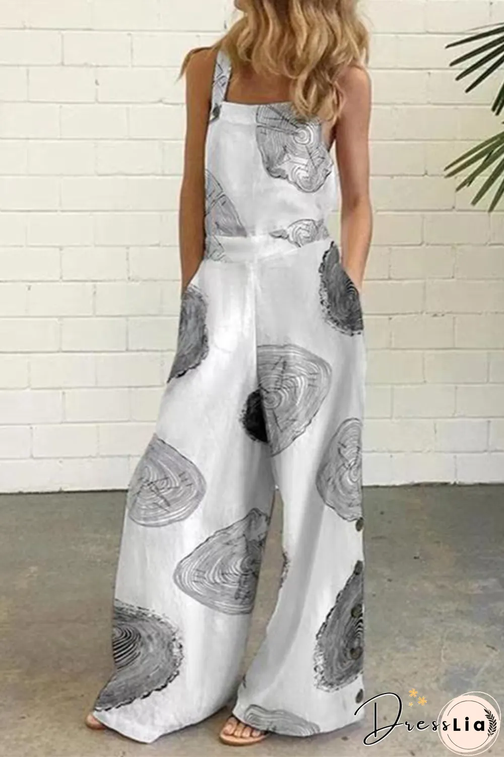 Elegant Dot Print Square Collar Straight Jumpsuits(10 Colors)