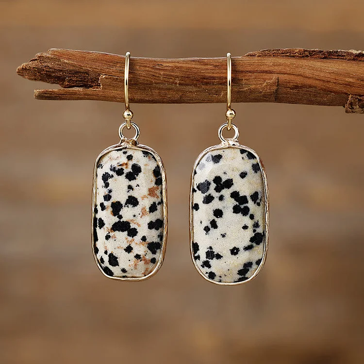 Olivenorma Baguette Oval Cut Natural Crystal Earrings