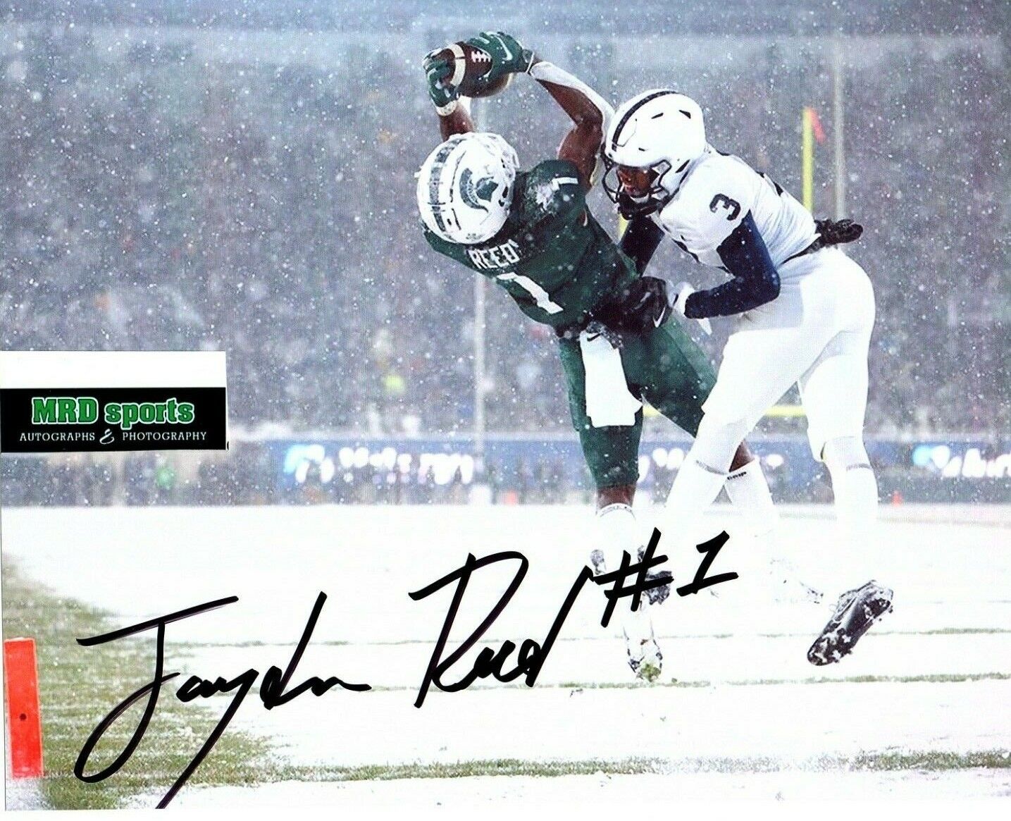 Jayden Reed Michigan State football signed autograph 8x10 Photo Poster painting SNOW TD Penn St