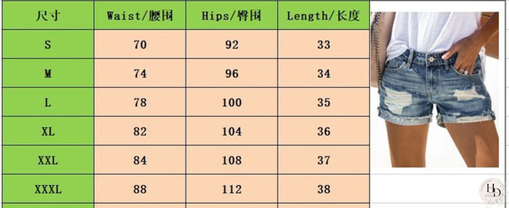 Women Fashion Ripped Denim Shorts Casual Summer Slim Short Jeans Legging Pant Plus Size S-
