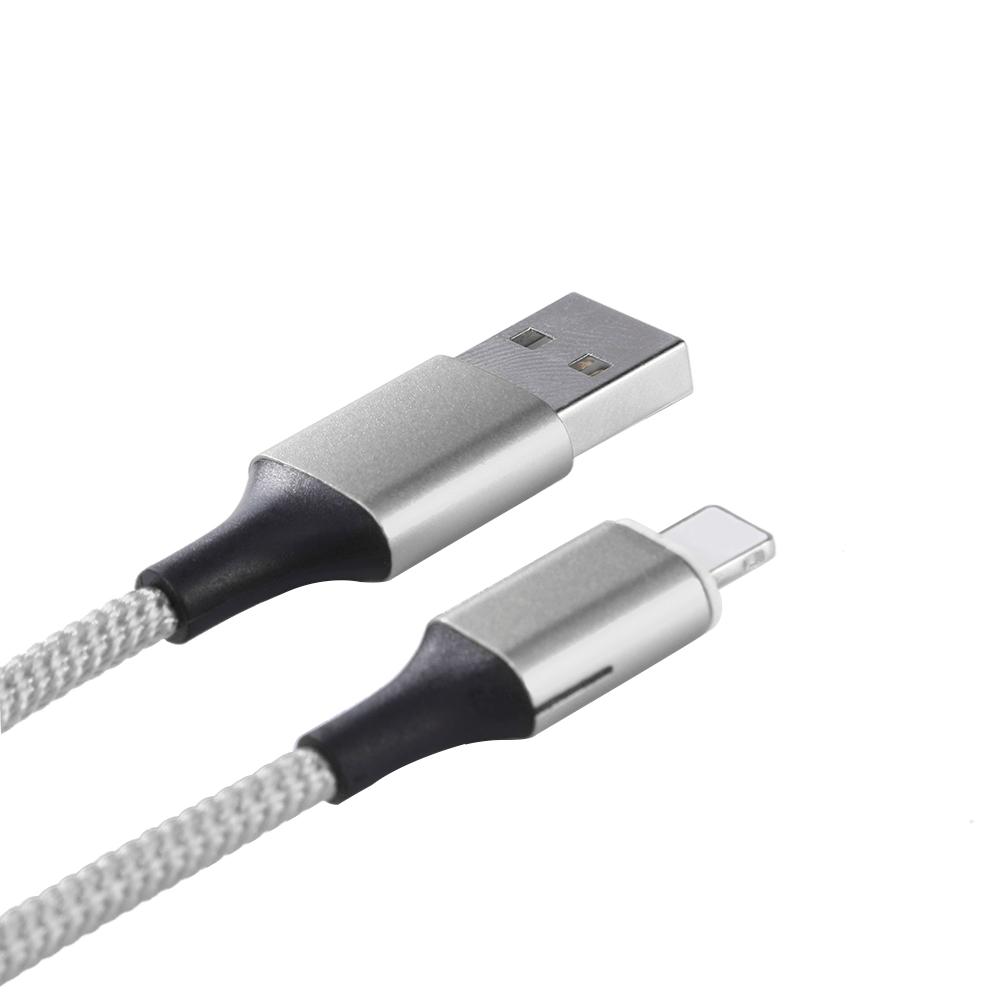 

Magnetic 8Pin Braided 5V 3A 1m Charging Data Cable w/Side Lights, Silver, 501 Original