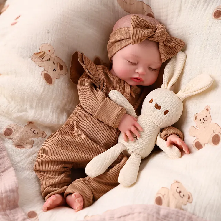 Babeside Nancy 12" Sleeping Silicone Reborn Baby Girl Doll &ndash; Caramel Ruffle Outfit Gift