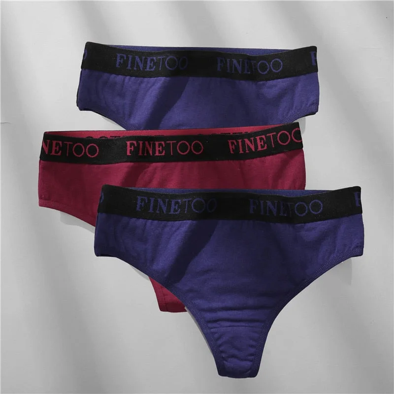FINETOO 2/3PCS Cotton Sexy Underwear G-string Women M-XL Panties Fashion Letter Waist Femme 2021 Underpant For Woman Thong Girls