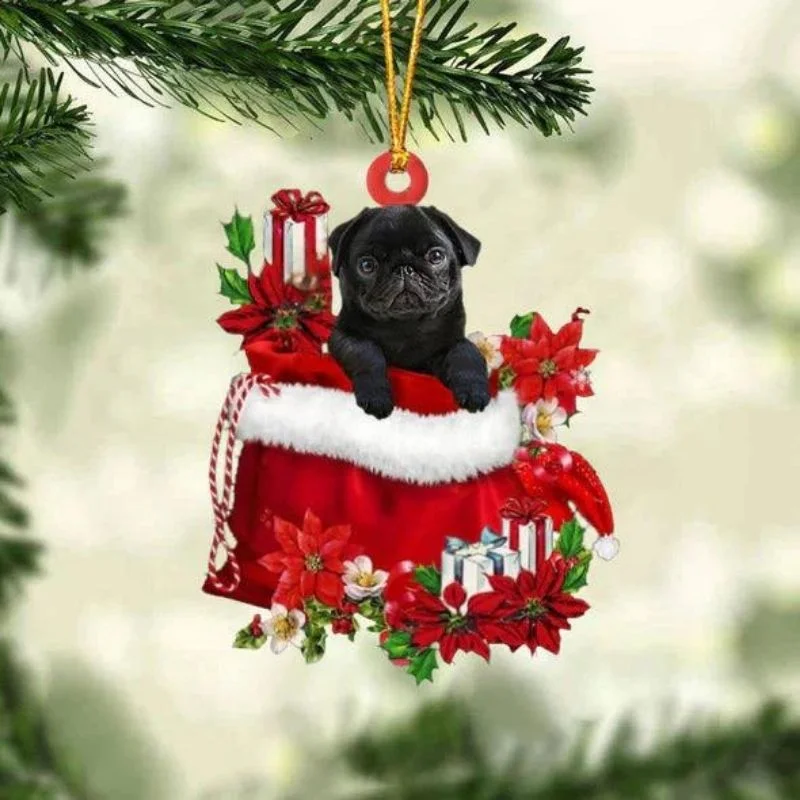 VigorDaily Pug In Gift Bag Christmas Ornament GB055