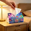 DIY Diamond Art Tissue Box Holder Butterfly Flower PU Leather Diamond Art Desktop Organizer Resin Rhinestone Storage Organizers Gem Art Home Office Decor Craft Gift