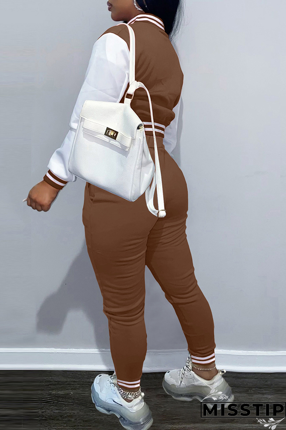 Army Green Street Print Buckle Cardigan Collar Long Sleeve Two Pieces