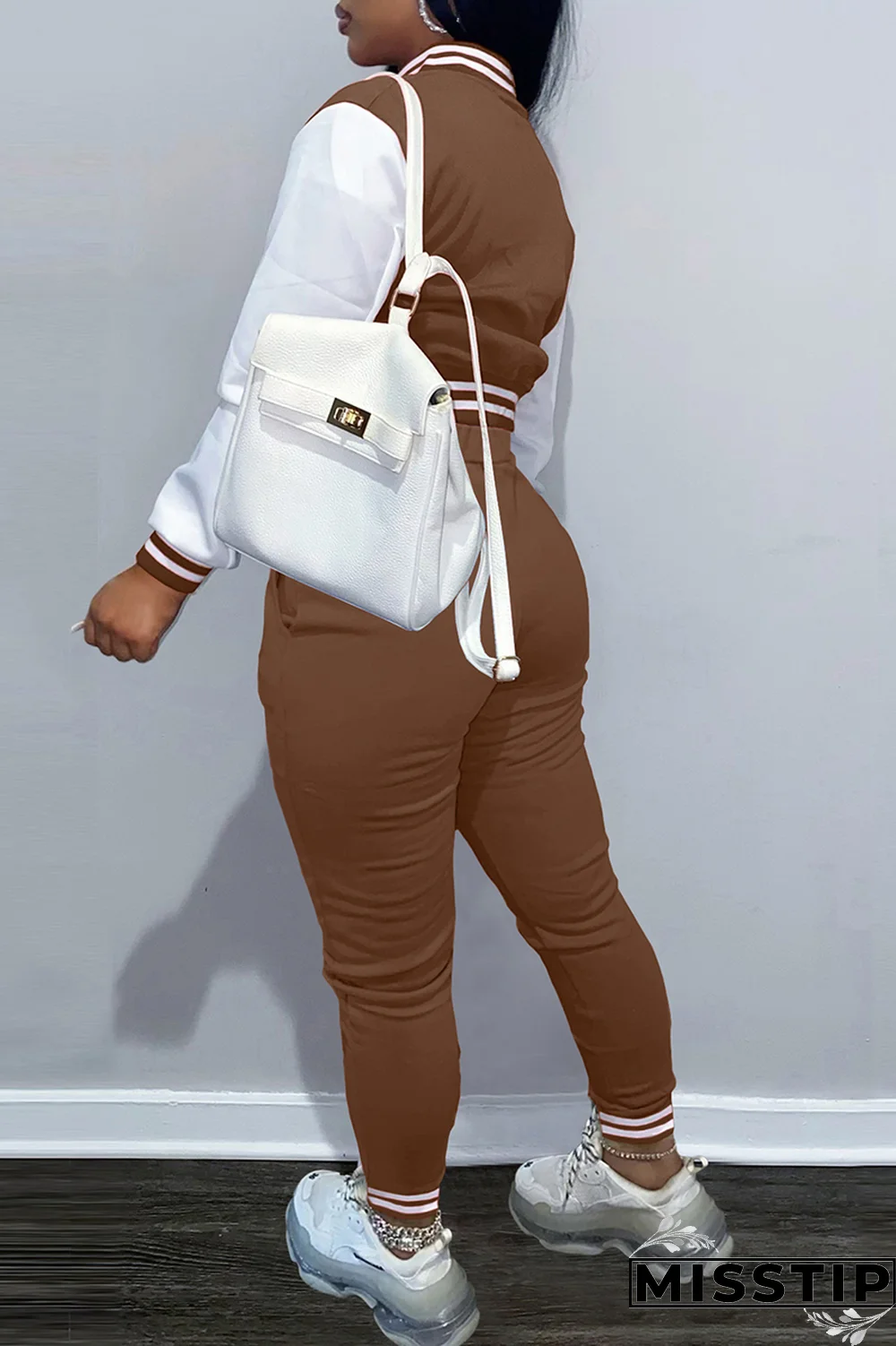 Army Green Street Print Buckle Cardigan Collar Long Sleeve Two Pieces