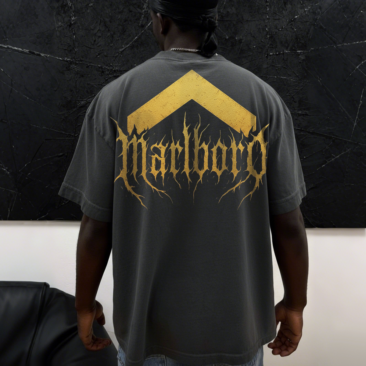 Gold Foil Logo Print Cotton T-Shirt