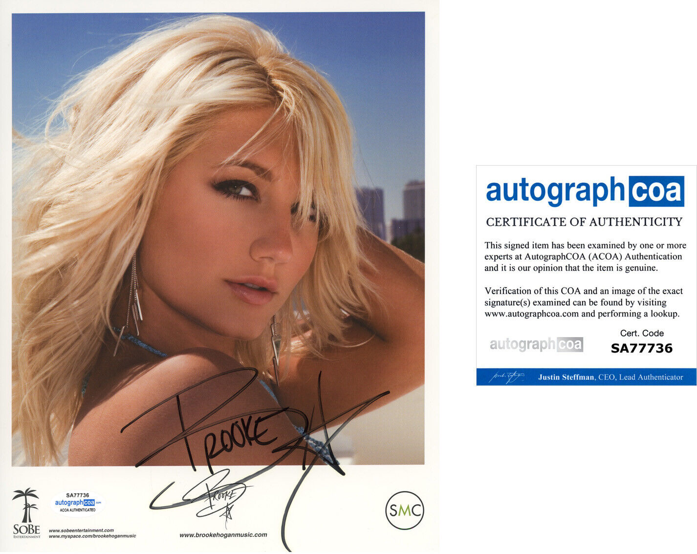 BROOKE HOGAN signed Autographed 8X10 PROMO Photo Poster painting a WWE Hulk Hogan SEXY ACOA COA