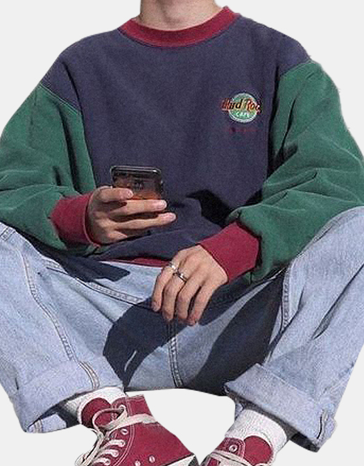 College Vintage Colorblock Crewneck Sweatshirt