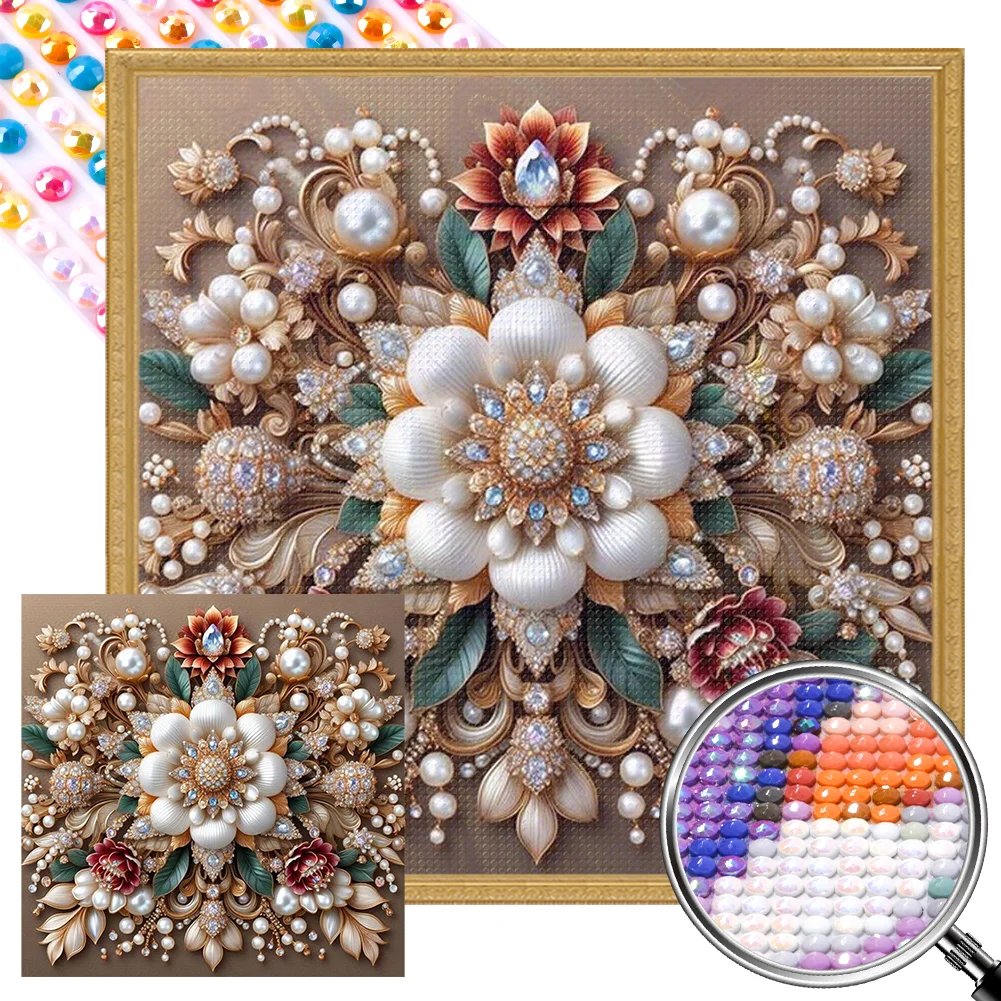 Full Round Partial AB Diamond Painting - Pearl Flower(Canvas|45*45cm)