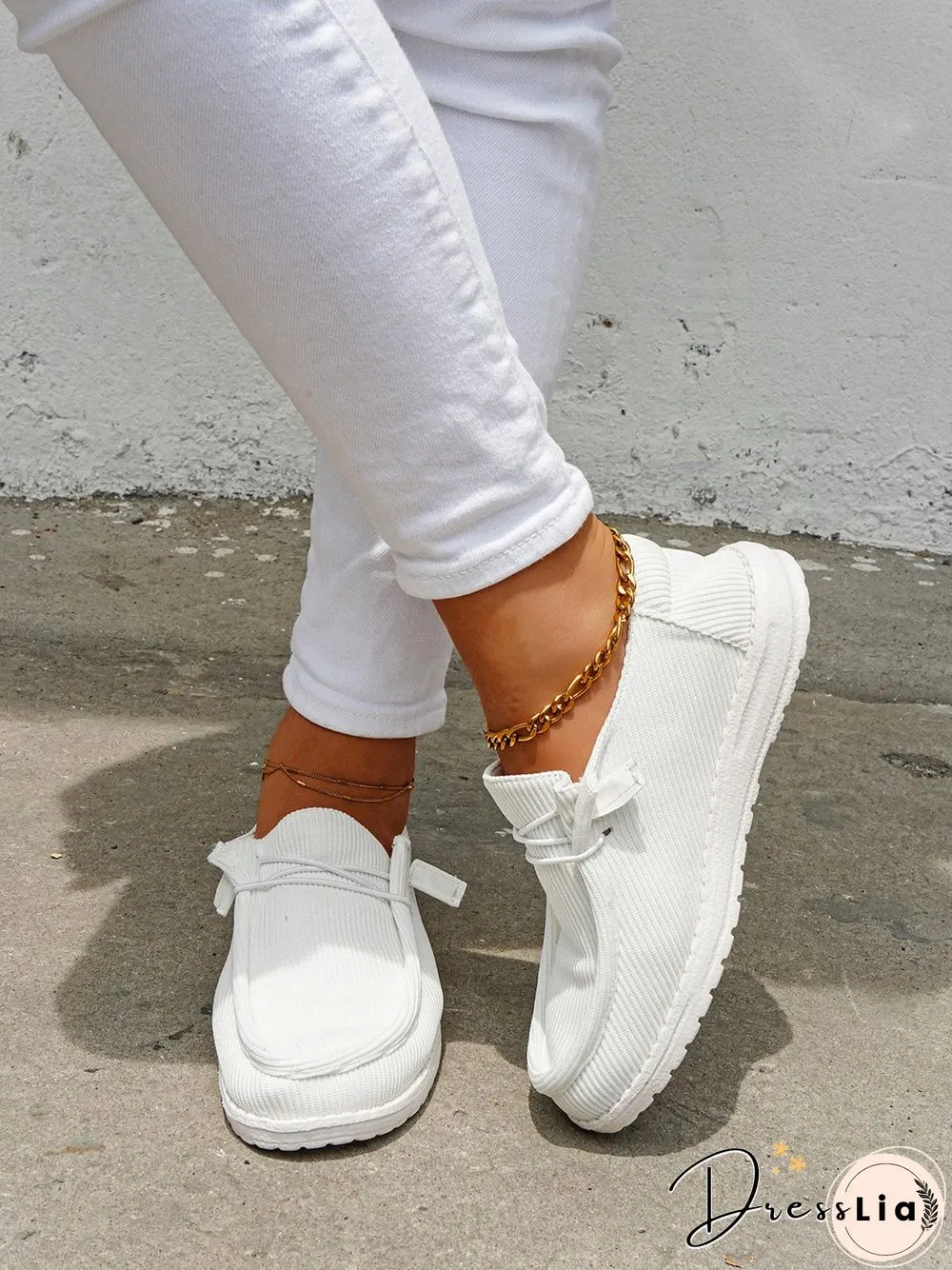 Casual Light Lace Up Flats Canvas Shoes