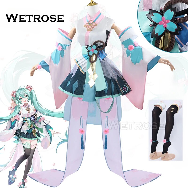 [Wetrose] Miku Onmyoji Default Unevolved Cosplay Costume Fairy Dress Kimono Yukata Wig Full Set