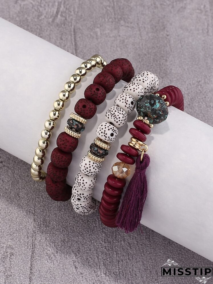 4pcs Tassel Decor Braided Bracelet