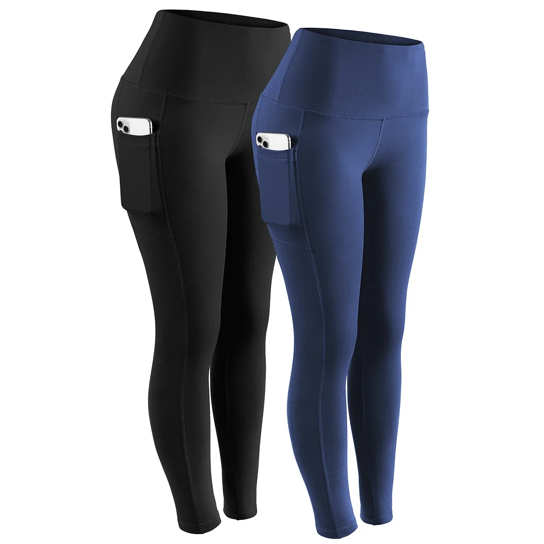 ATHVOTAR Middle Waist Leggings With Pocket Elastic Women Leisure Type Push Up Leggings Women Gym Hip Fitness Pants