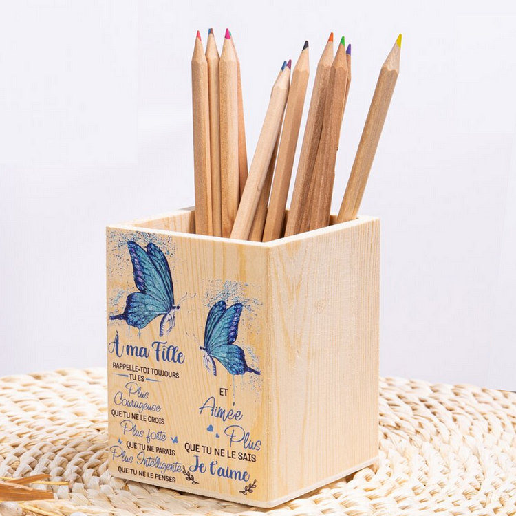 A Ma Fille - Porte-stylos en bois support multi-usages Jessemade FR