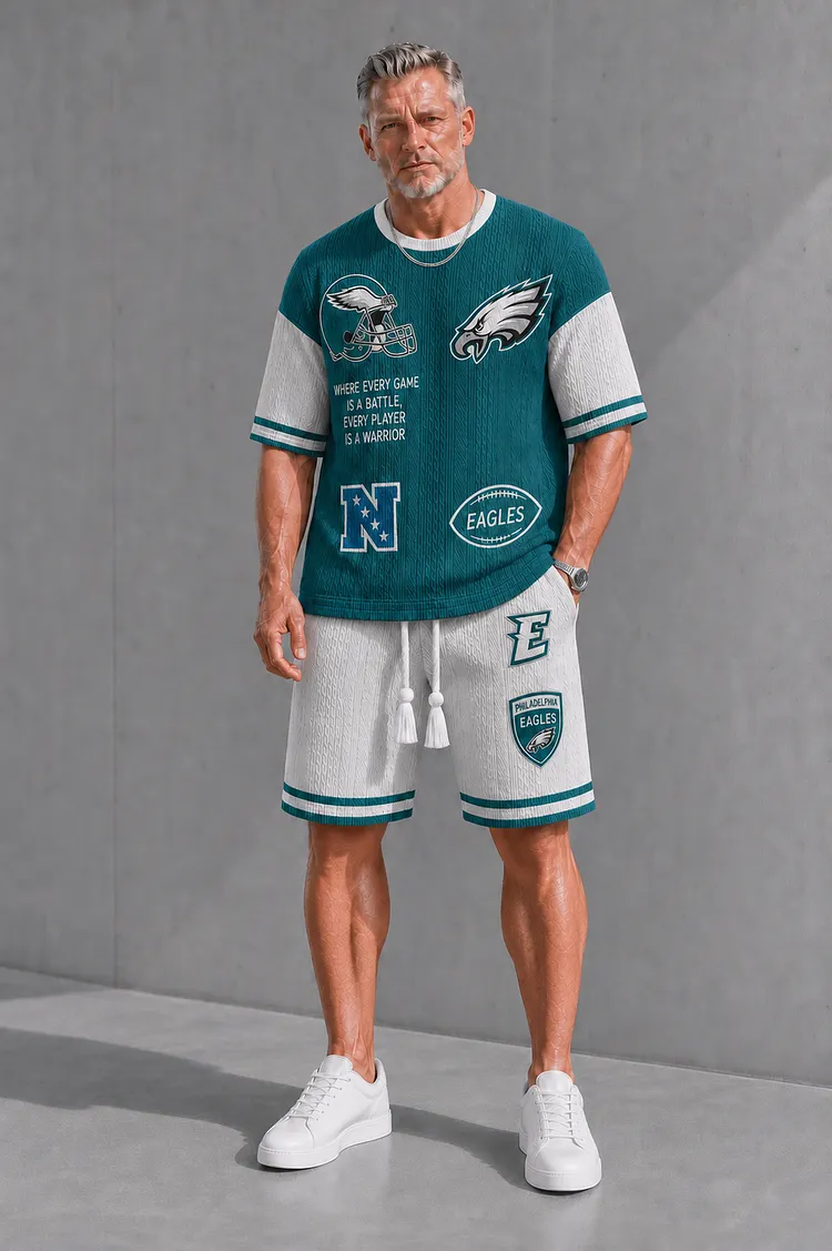 Philadelphia Eagles Men&rsquo;s Jacquard Cable-Knit Tee & Shorts Set