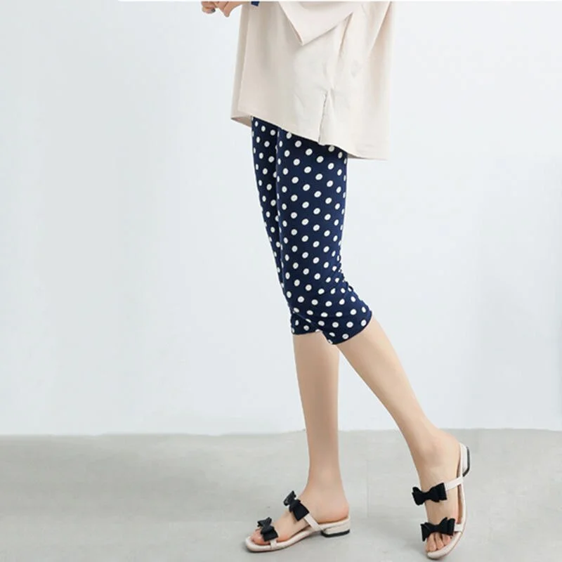 High Waist Floral Printed Fitness Leggings Mid-Calf Elastic Women Capris Push Up Trousers