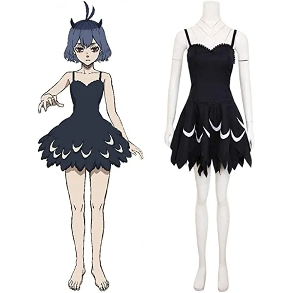 Black Clover Secre Swallowtail Nero Cosplay Costume Women's Sexy Black Suspender Dress