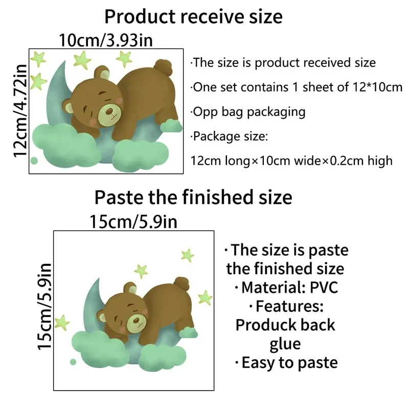 Baby Elephant Moon Luminous Wall Sticker For Baby Kids Room Bedroom Home Decoration Decals Glow In The Dark Combination Stickers