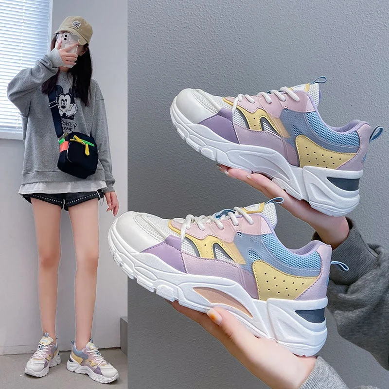 Woman Shoes Women Chunky Sneakers Platform Casual Sport Shoes Vulcanized Tennis Female Basket Femme Thick Bottom Daddy Shoe