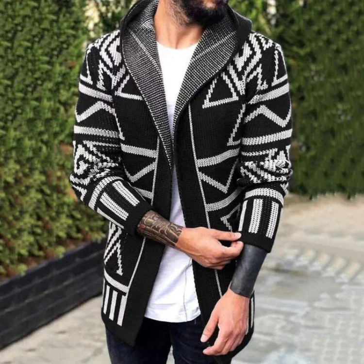 Men's Hooded Knit Sweater Cardigan Jacket