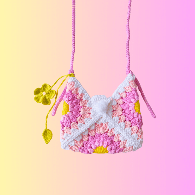 Lulusnow Handmade Light Pink Small Shoulder Bag Crochet Crossbody Bag