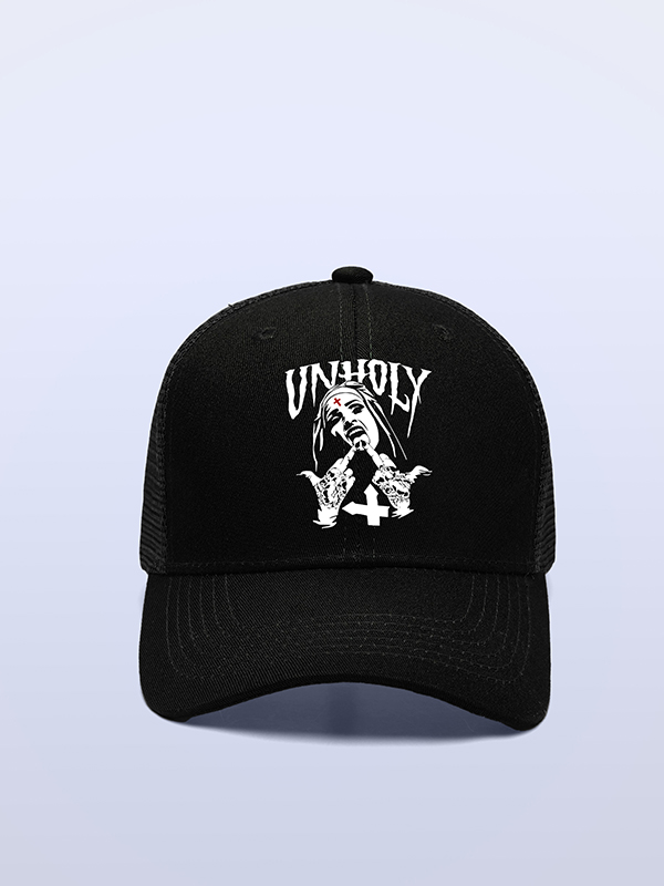 UNHOLY NUN WITH CRUCIFIX ON FOREHEAD Trucker Mesh Baseball Caps