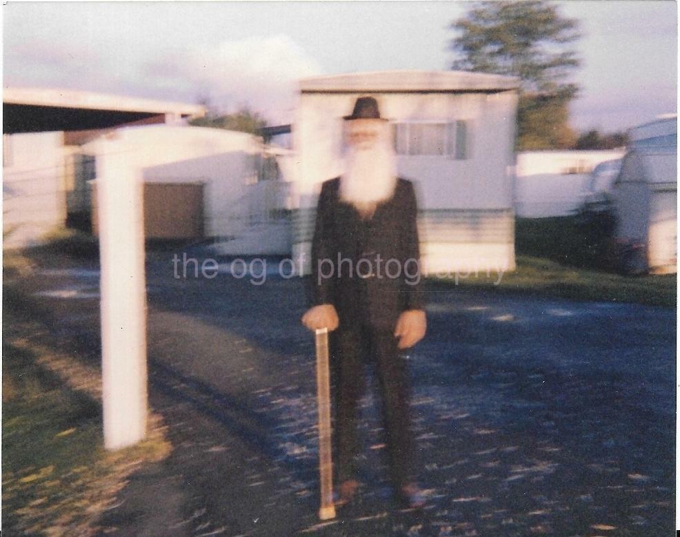 FOUND Photo Poster painting Color BLURRY OLD MAN IN A TRAILER PARK Vintage PORTRAIT 21 48 F