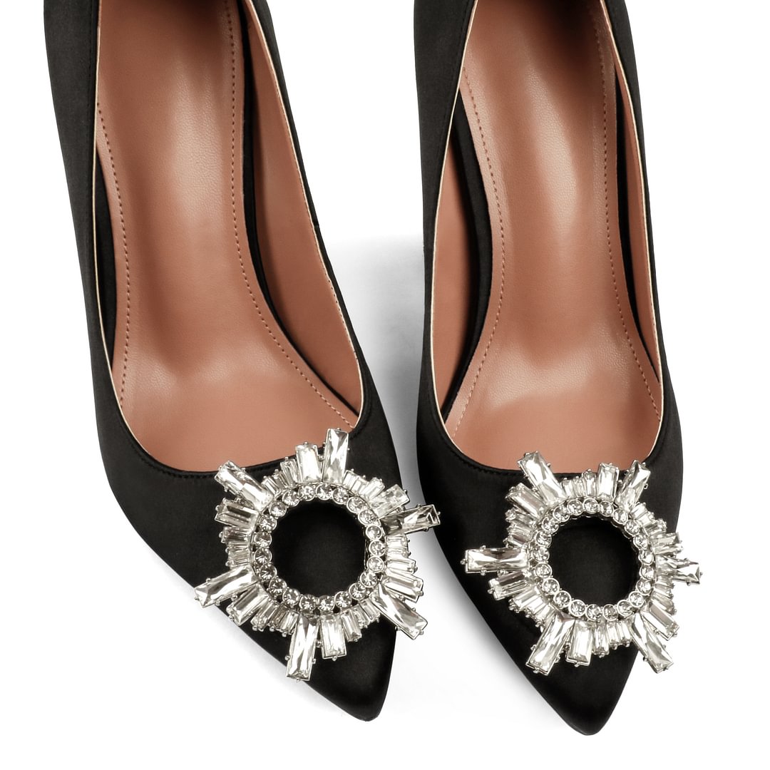 9.5cm/3.74 inch Women's Rhinestone Triangle Heel Pumps Pointed Toe Bridal Wedding Crystal Pumps