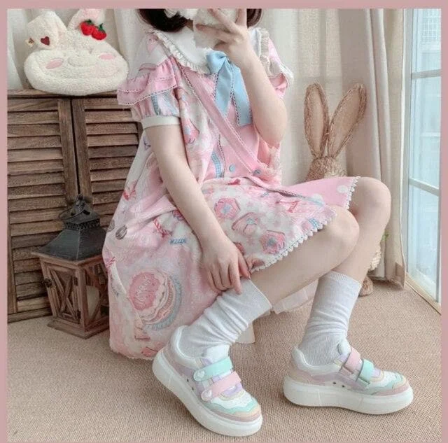 Sweet Lolita Vintage Round Head Thick Bottom Sneakers SP17623