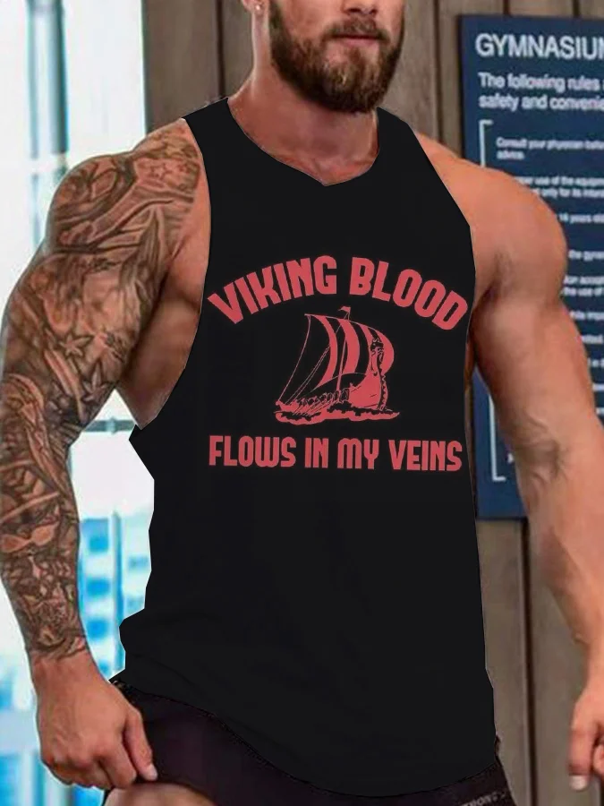 Men's Viking Blood Flows In My Veins Tank Top