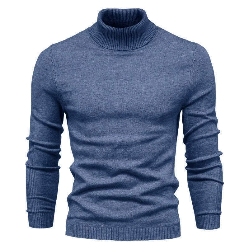 Men's Slim High Neck Pullover Basic Top Knitted Warmth