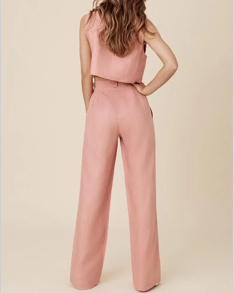 Maple Pink Linen Two-Pieces Set