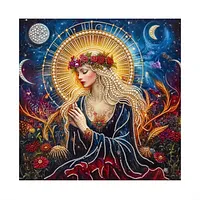 Golden Halo Woman - Pearls Painting