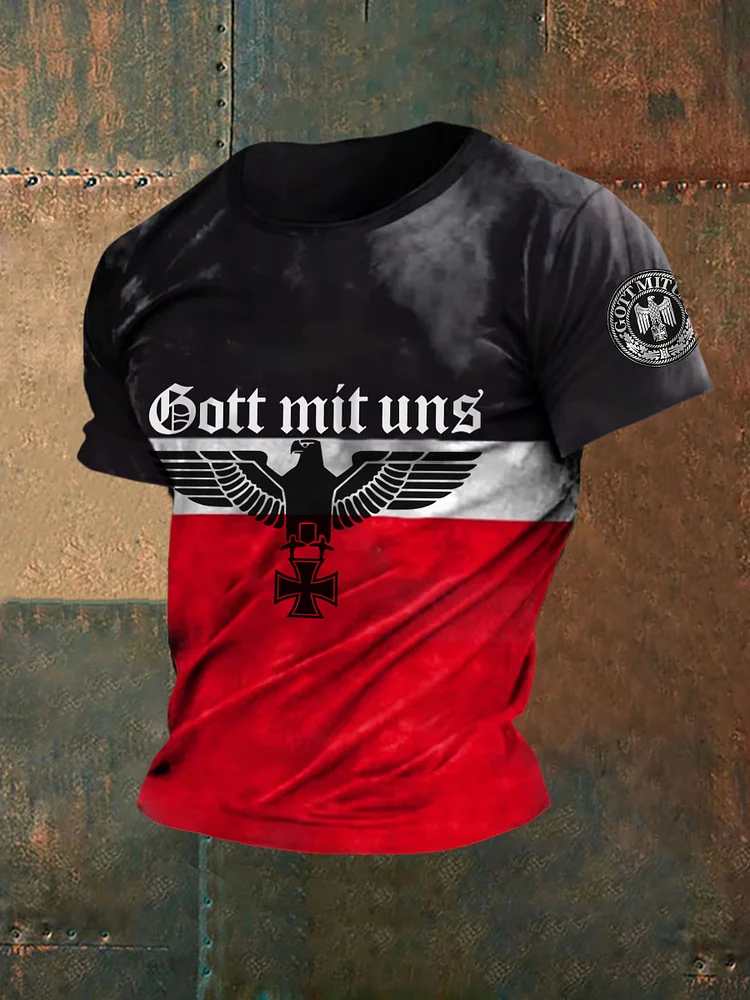 Herren Gott mit uns bedrucktes T-Shirt mit kurzen Ärmeln
