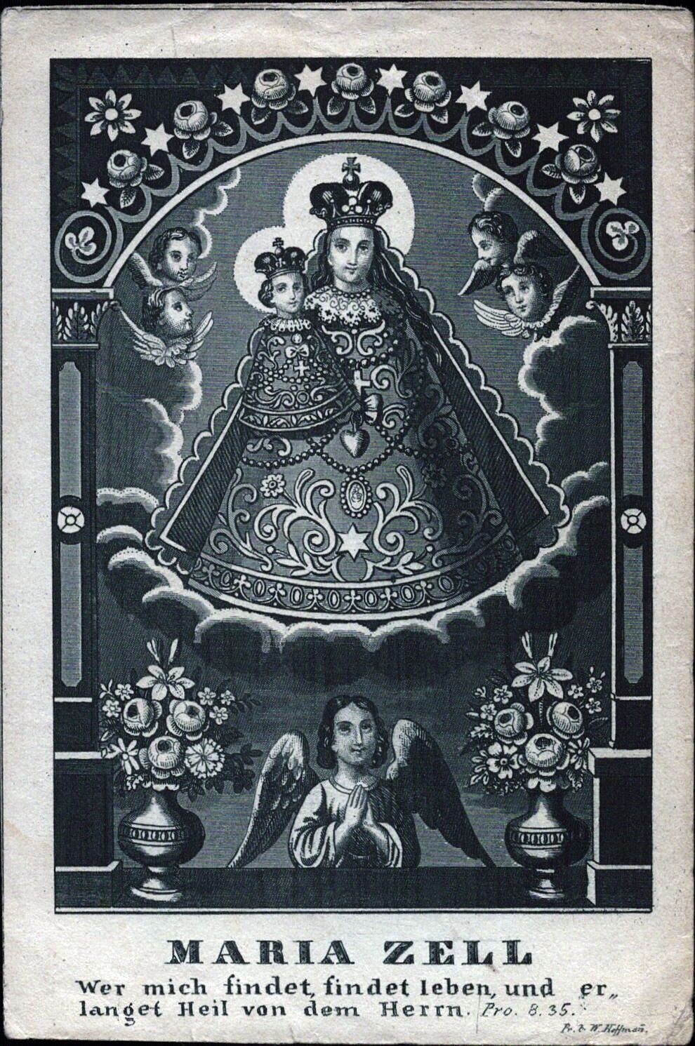 Mariazell Pilgrimage Devotional Picture Holy Icon 1857 Hoffmann Austria (O-7445