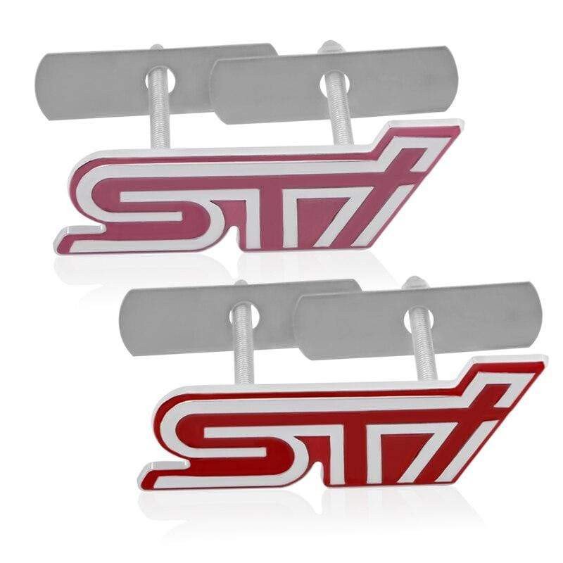 1pcs Car Styling 3D Metal STI Front Grille Sticker Emblem Badge For Subaru Legacy Forester Outback Impreza STI Car Accessories voiturehub dxncar