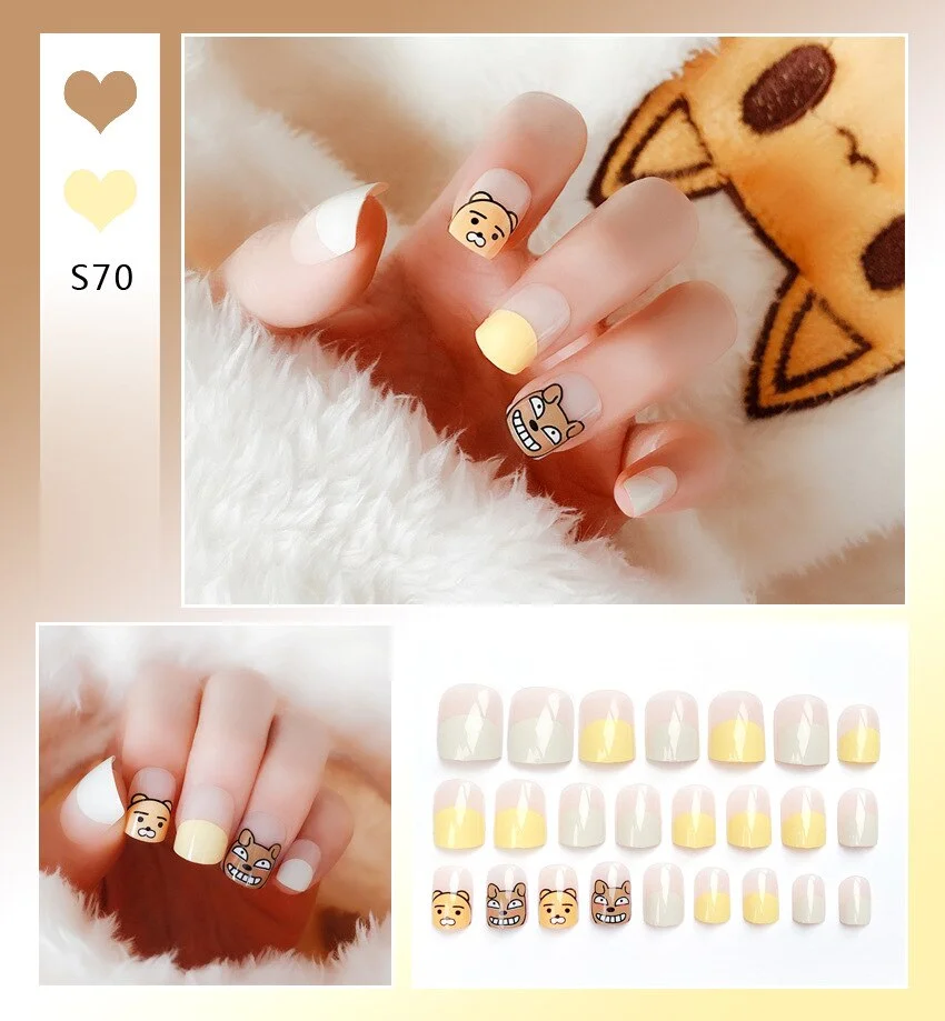 Nail Art Fake Nails Short Tips Press on With Glue Coffin Stick Clear False Display Designs Set Full Cover Artificial Square Kiss-Nail Inspo