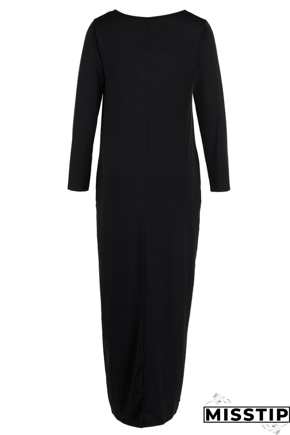 Black Casual Solid Patchwork V Neck Straight Dresses