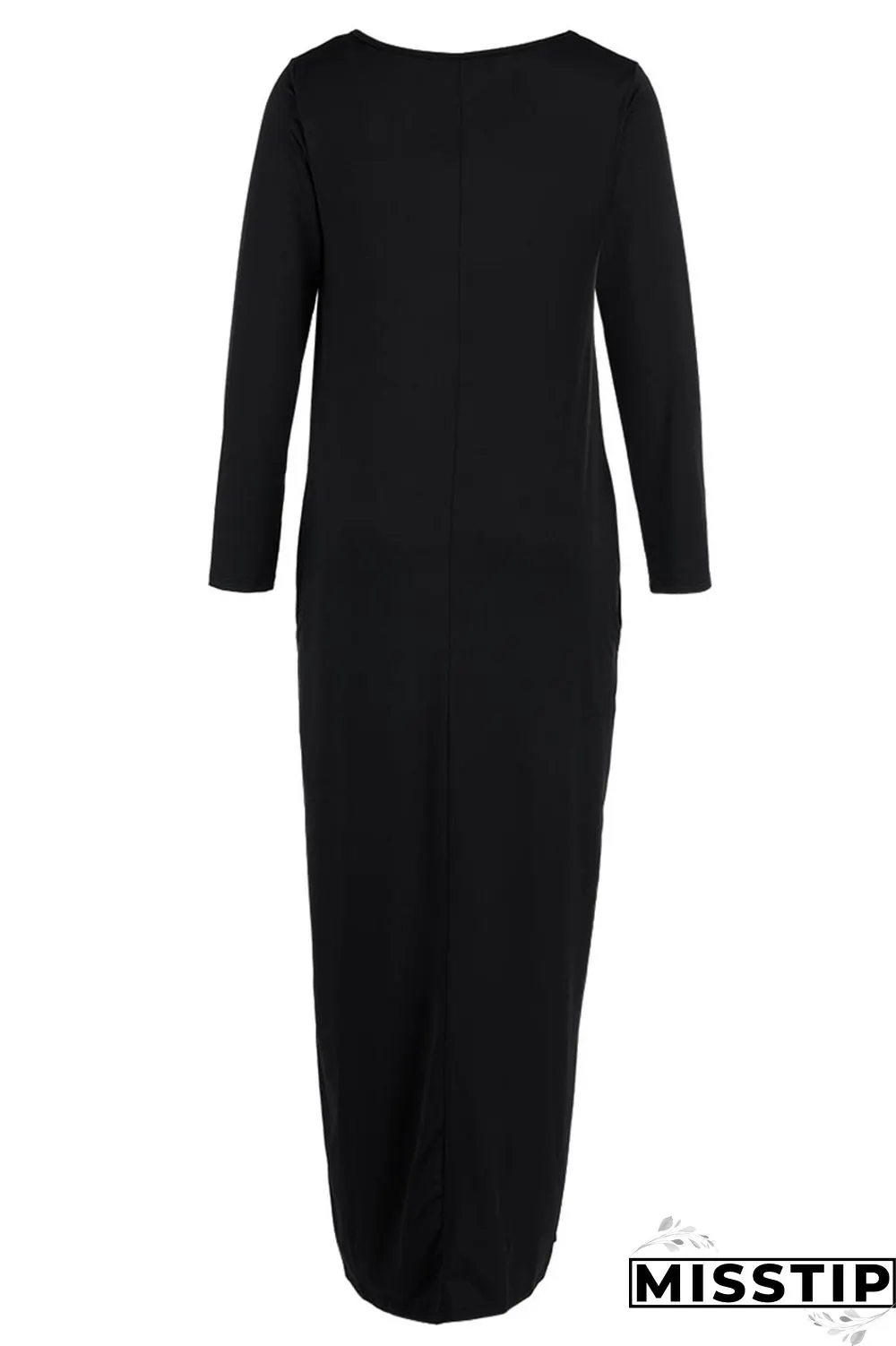 Black Casual Solid Patchwork V Neck Straight Dresses
