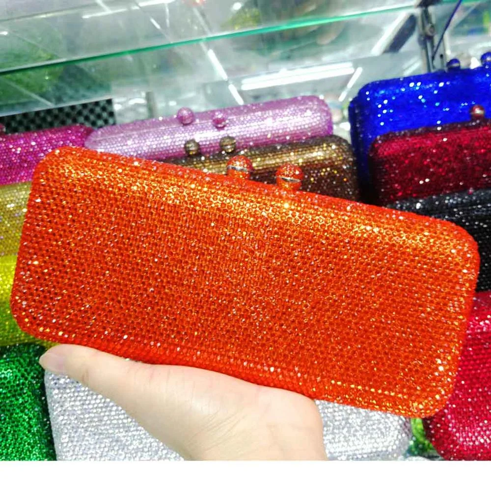 Wine Cheaper Crystal Rhinestones Women Evening Clutch Bag Bridal Wedding Clutches Party Dinner Prom Chain Shoulder Handbag Purse