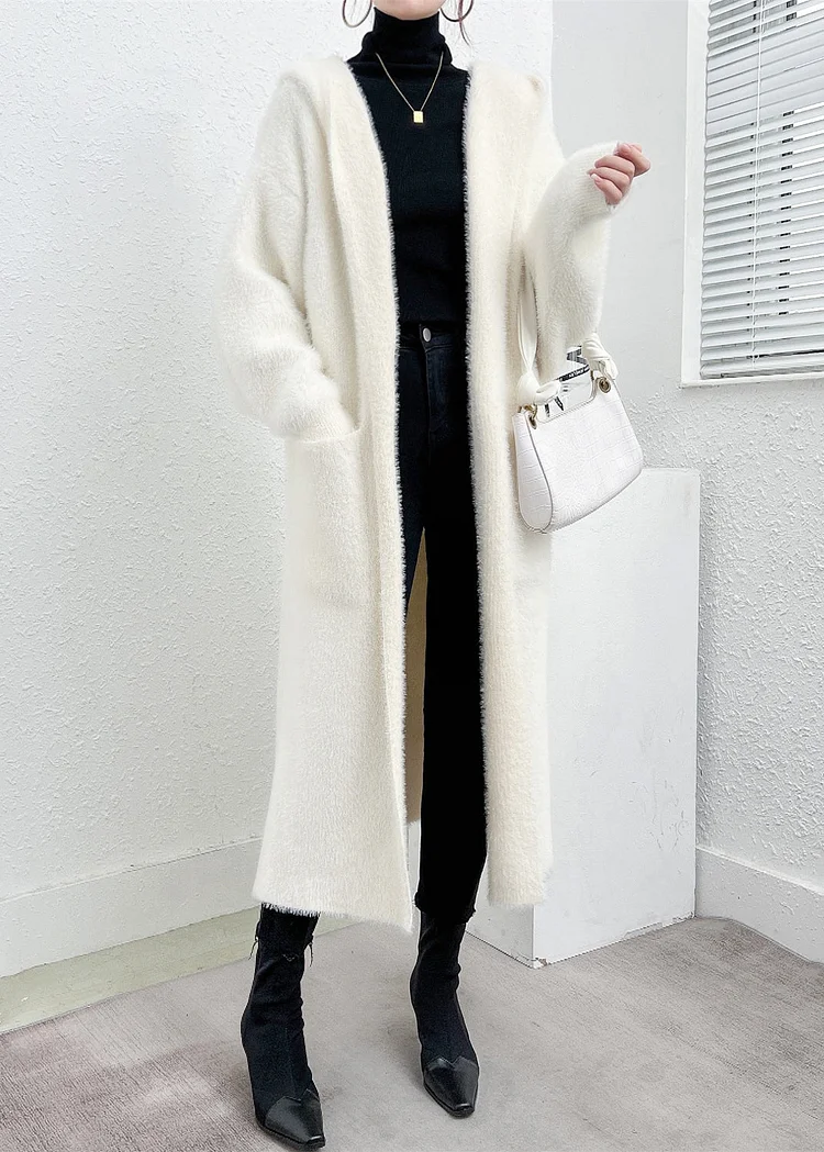 White Knit Cardigan With Pockets main image 1