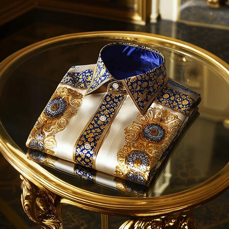 Men's Luxury Satin Long Sleeve Button Down Shirt