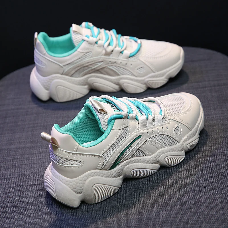 Tanguoant Tanguoant Korean Version Net Low Help Dad Shoes Female Spring 2025 New Breathable Student Sports Increase Leisure F033