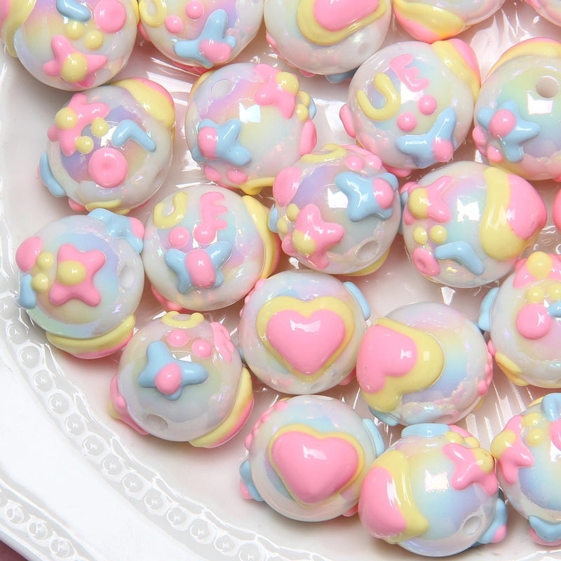 5 Pieces Summer New Heavy Oil Hand-Painted Beads Diy Beaded Diy Mobile Phone Chain Car Hanging Bag Hanging Chain Head Rope Beads