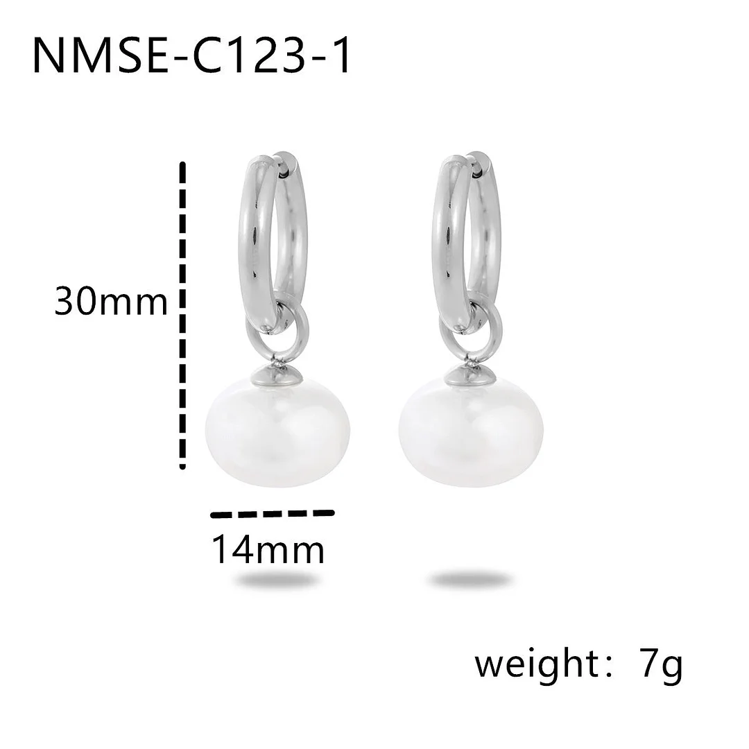 Gold Pearl Titanium Steel Earrings
