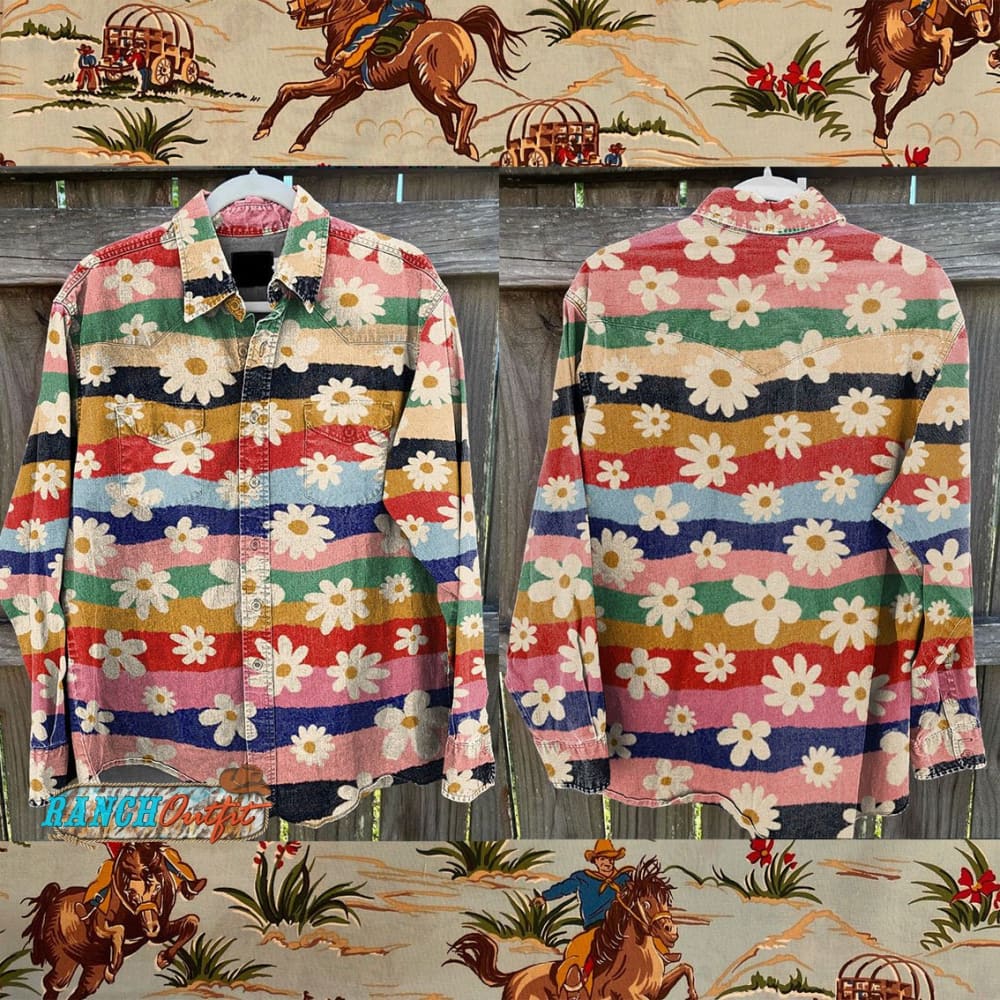 Vintage Daisy Print Casual Shirt Multicolor / S