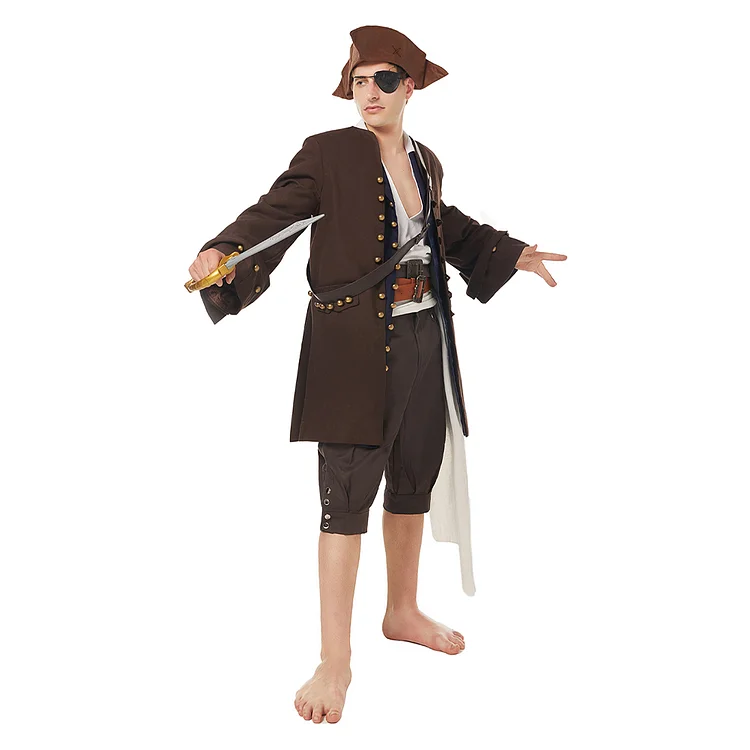 Pirates Of The Caribbean Jack Sparrow Cosplay Costume Set Halloween Carnival Party Suit